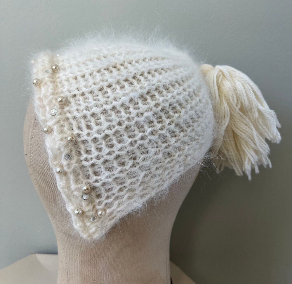 3-12 mo Baby Girl Handmade Cashmere Crochet Beanie Cap Bonnet Hat Newborn